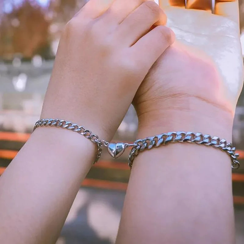 2Pcs/set Magnet Couple Bracelets Heart