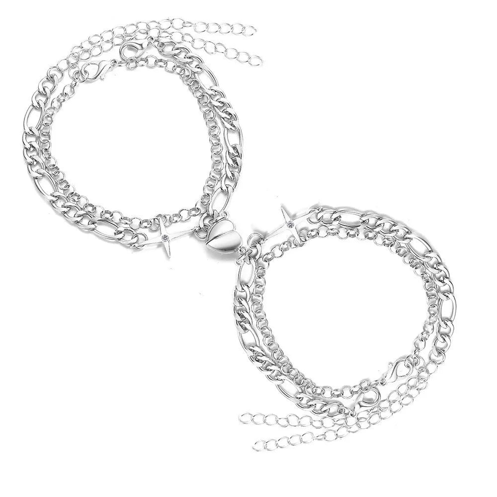 2Pcs/set Magnet Couple Bracelets Heart