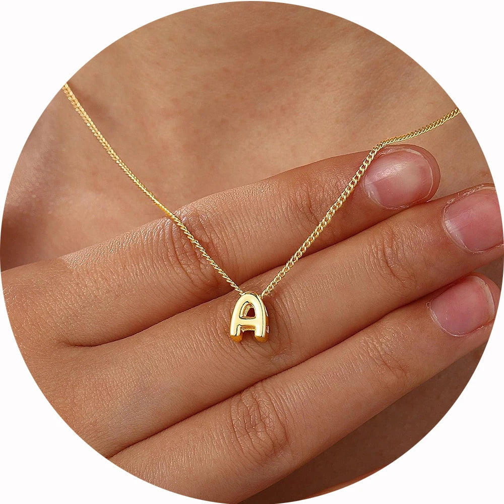 Dainty Mini Bubble Letter Necklace