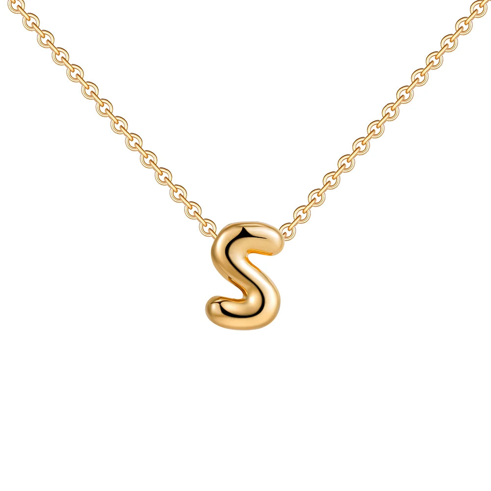 Dainty Mini Bubble Letter Necklace