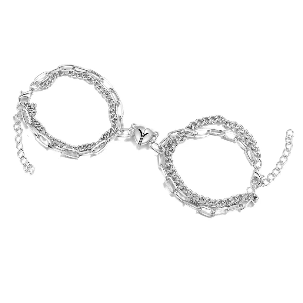 2Pcs/set Magnet Couple Bracelets Heart