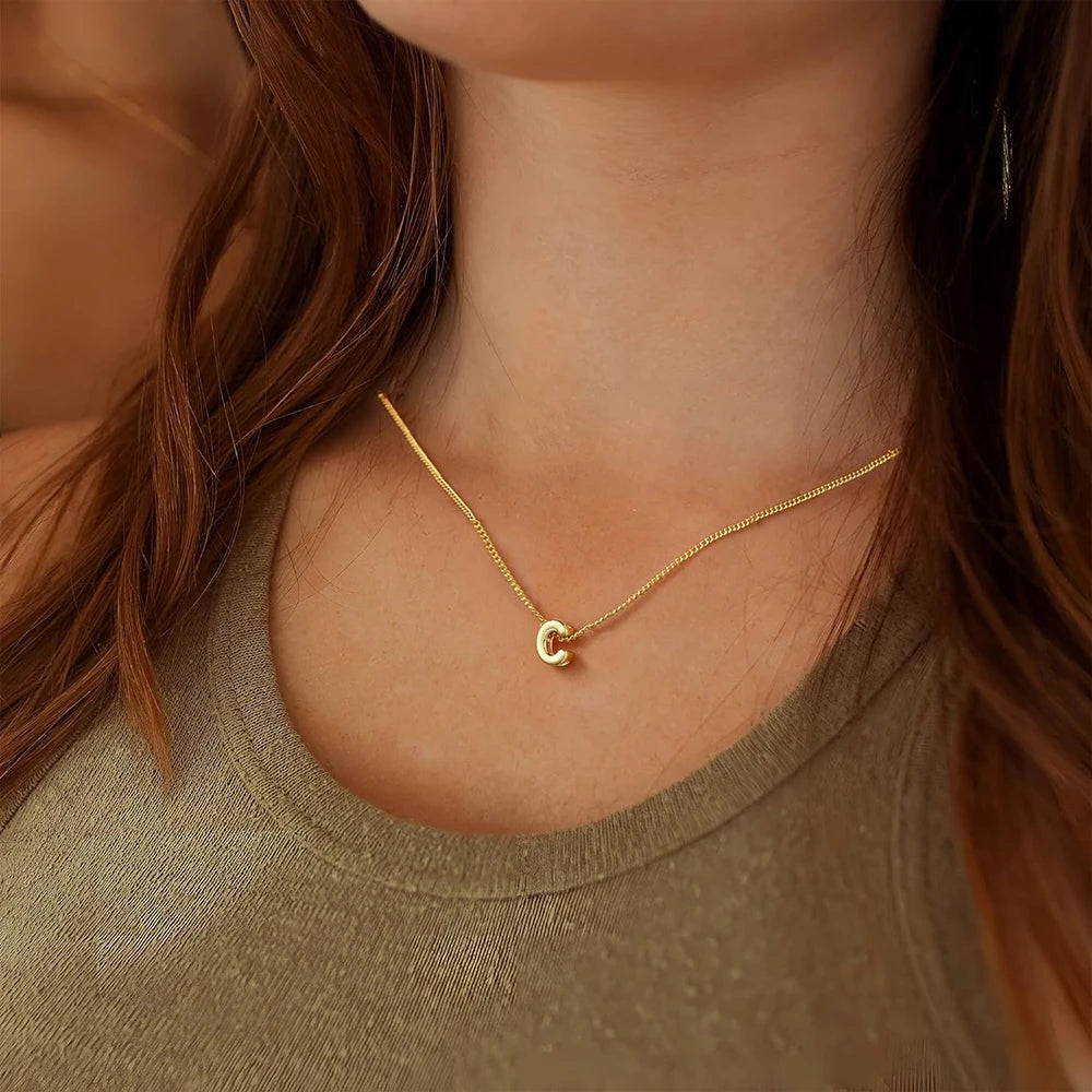 Dainty Mini Bubble Letter Necklace