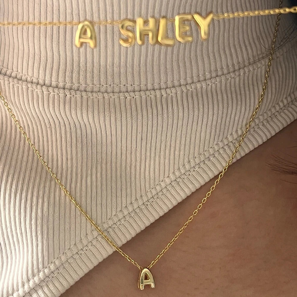 Dainty Mini Bubble Letter Necklace
