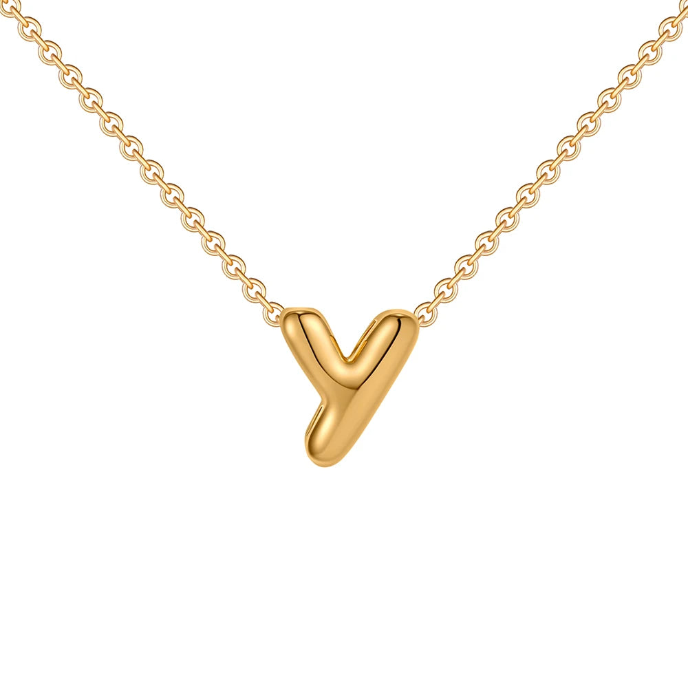 Dainty Mini Bubble Letter Necklace