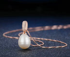 18K Rose Gold Plated Freshwater Pearl Necklace – Elegant Fine Jewelry for Women