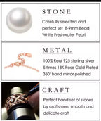 18K Rose Gold Plated Freshwater Pearl Necklace – Elegant Fine Jewelry for Women