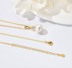 Solitaire Freshwater Pearl & Diamond Necklace