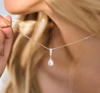 Simple Pearl With Tiny Diamond Necklace