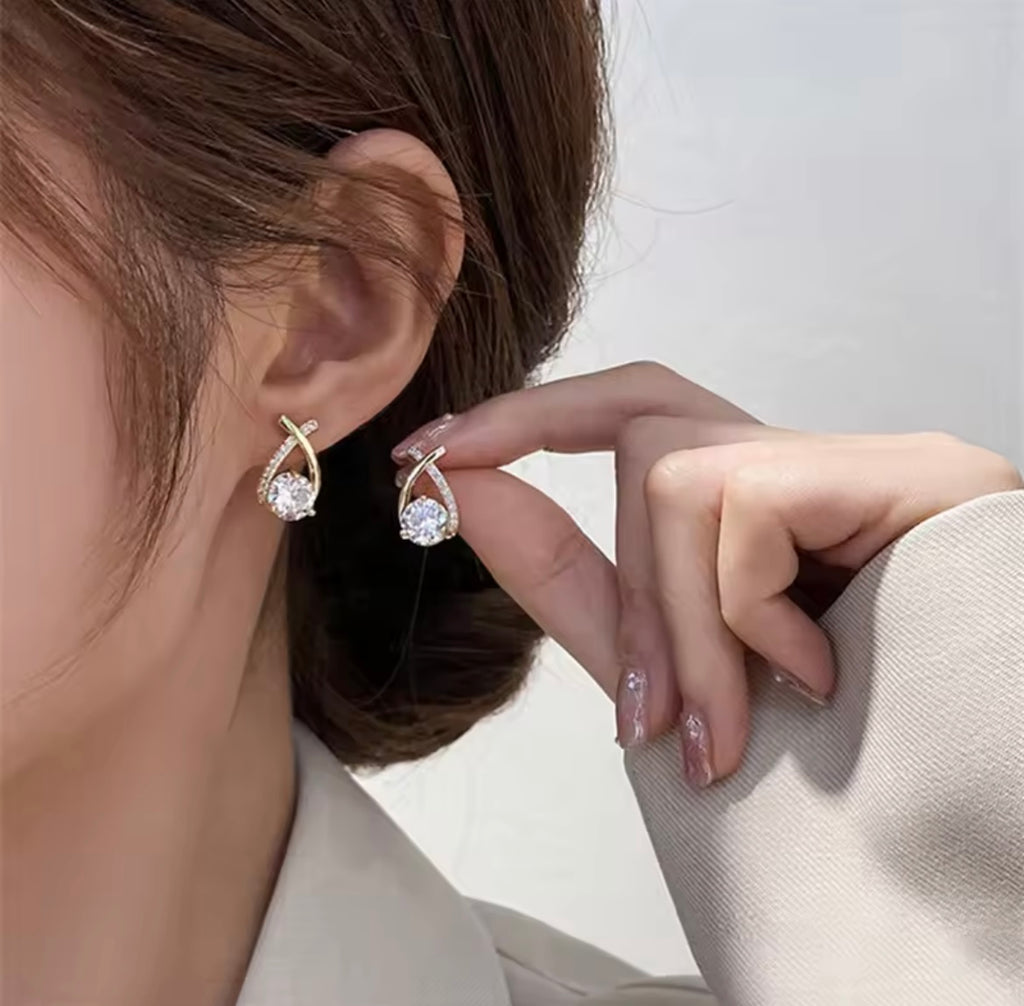 Crystal Cross Stud Earrings