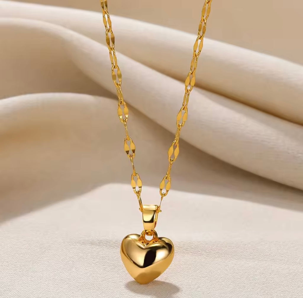 Gold Heart Necklace-Symbol of Love and Strength