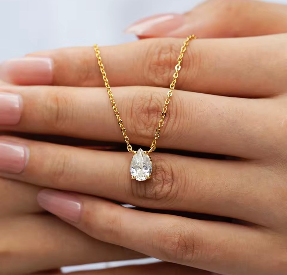 Lumière Pear Moissanite Pendant Necklace