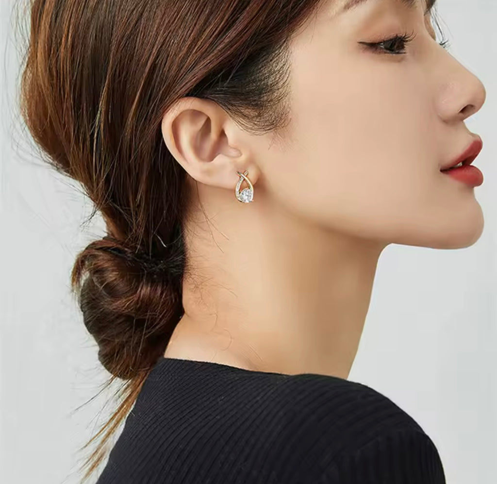 Crystal Cross Stud Earrings