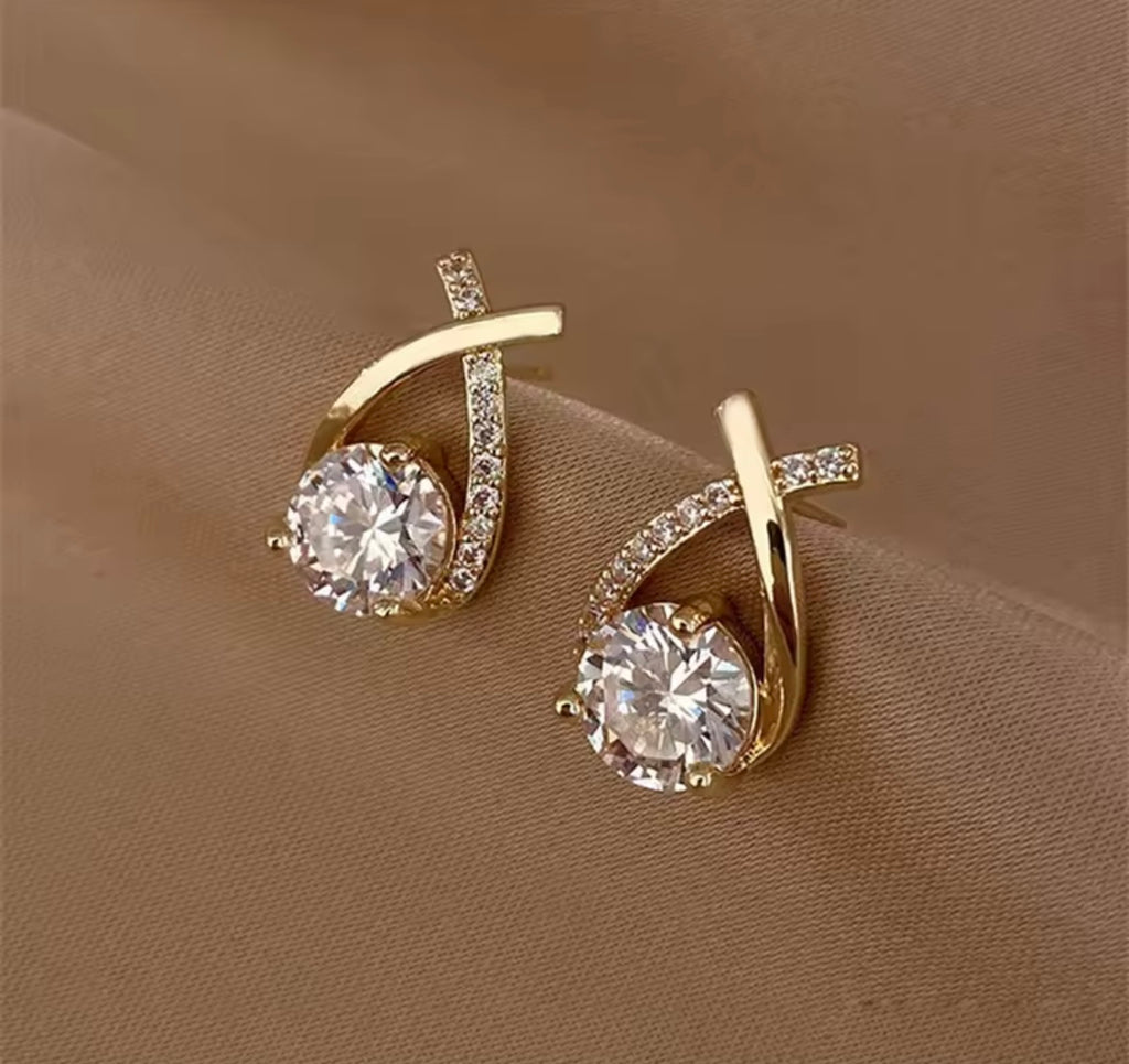 Crystal Cross Stud Earrings