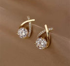 Crystal Cross Stud Earrings