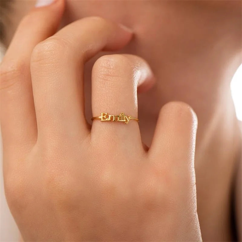 Custom Name Ring  for Women || Personalized Jewelry Gold Couple Gift