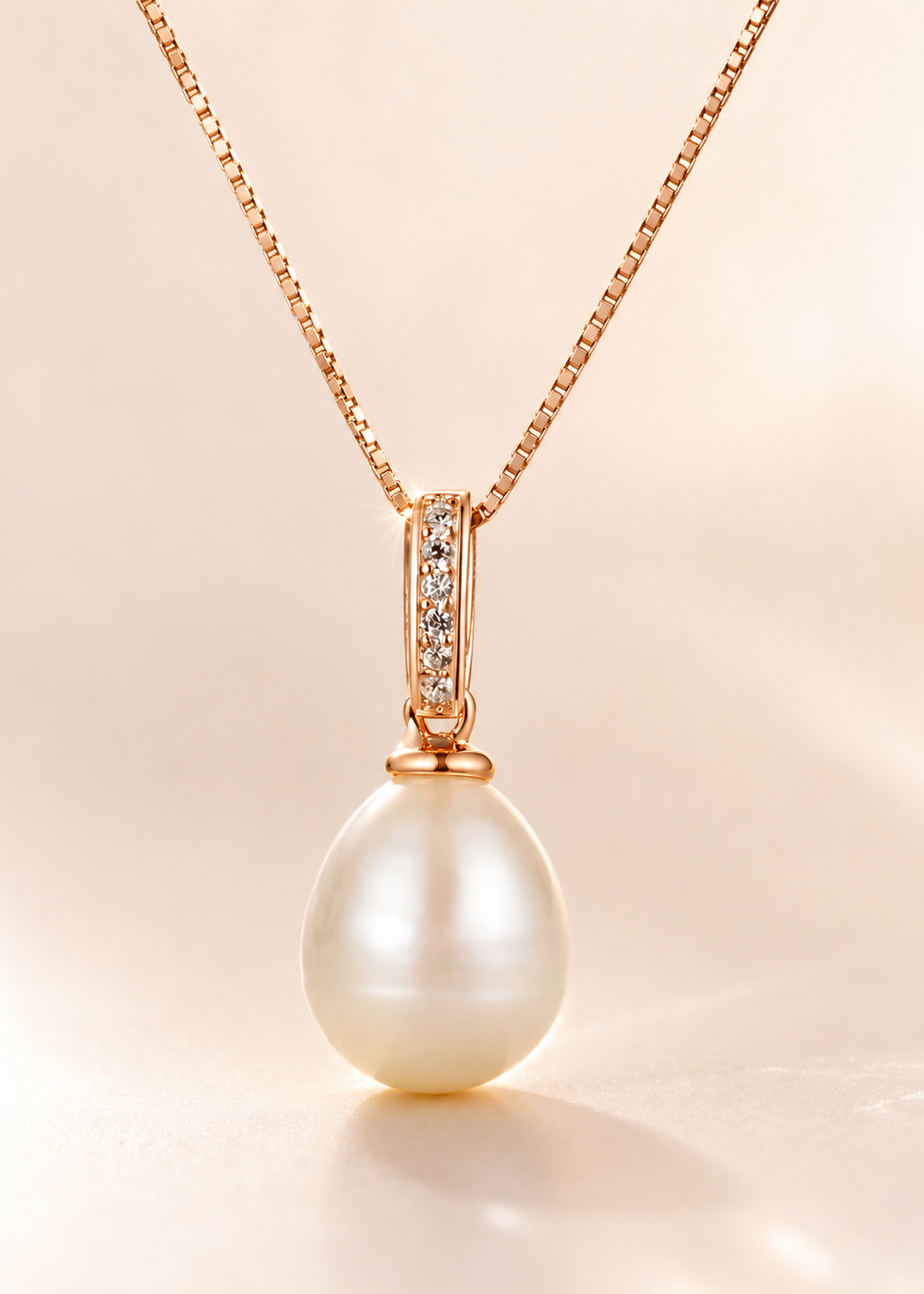 18K Rose Gold Freshwater Pearl Necklace – Elegant Fine Jewelry for Women