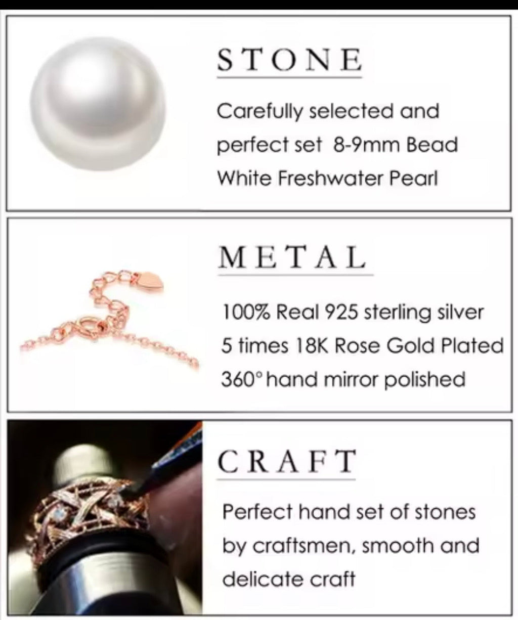 18K Rose Gold Freshwater Pearl Necklace – Elegant Fine Jewelry for Women