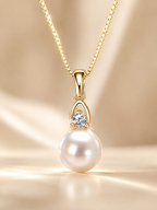 Solitaire Freshwater Pearl & Diamond Necklace