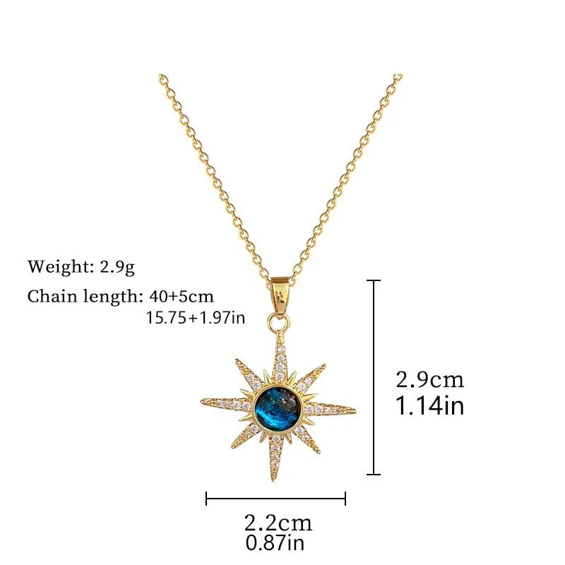 Stainless Steel Sun Pendant Necklace For Women