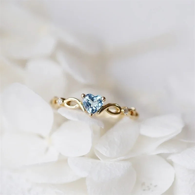 New Love Copper Inlaid Zircon Ring