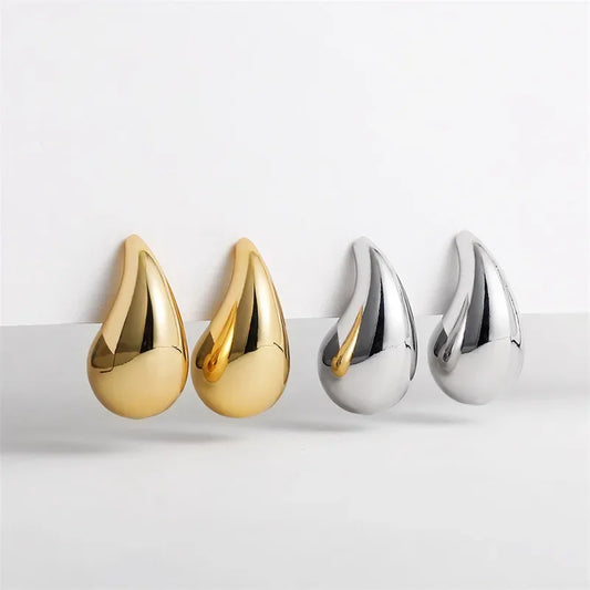 Gold Color Chunky Waterdrop Dupes Drop Earrings for Women