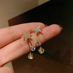 Women Exquisite Rhinestone Bow Dangle Earrings
