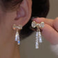 Women Exquisite Rhinestone Bow Dangle Earrings