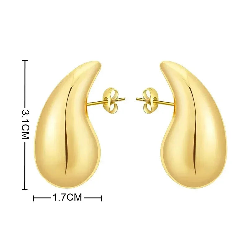 Gold Color Chunky Waterdrop Dupes Drop Earrings for Women