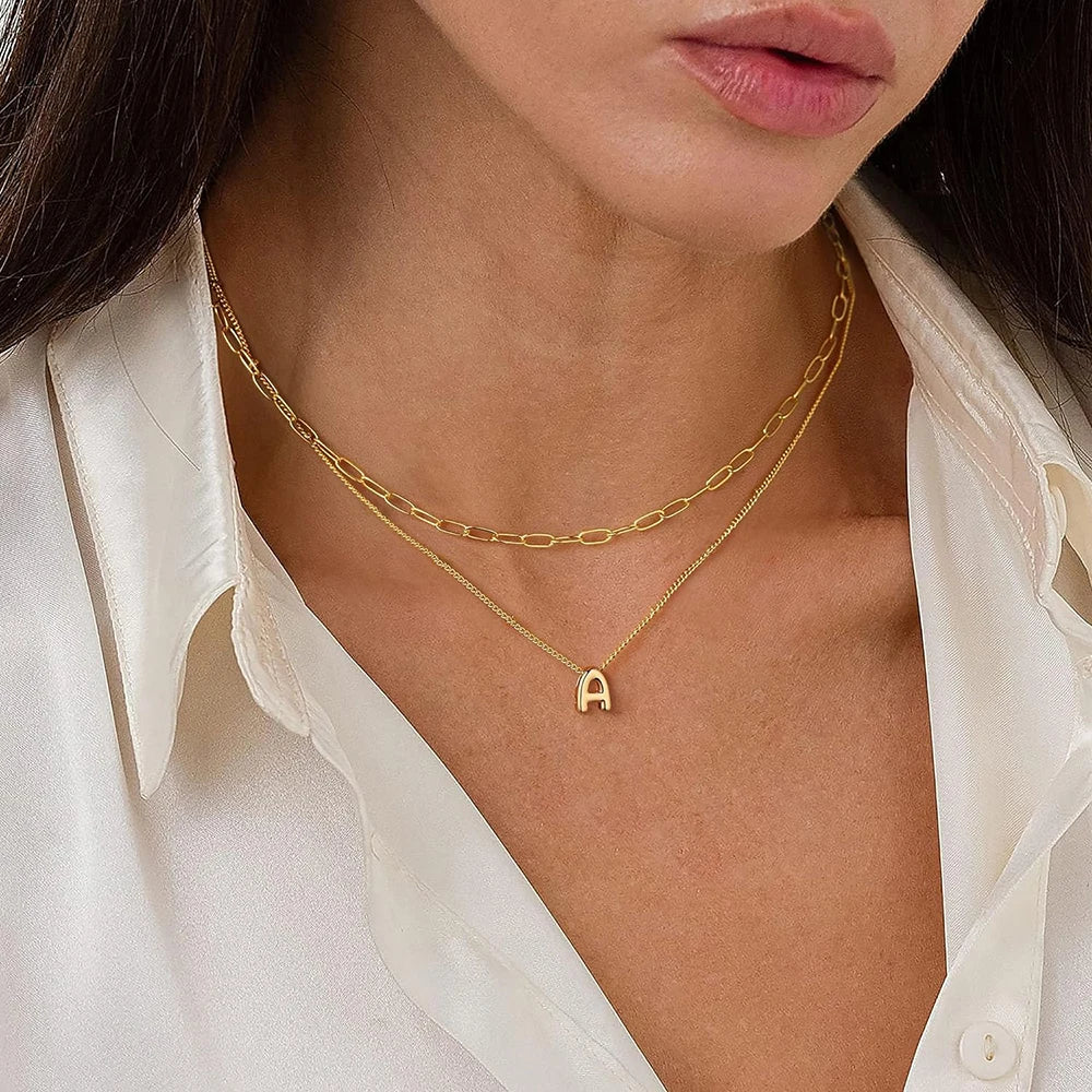 Dainty Mini Bubble Letter Necklace