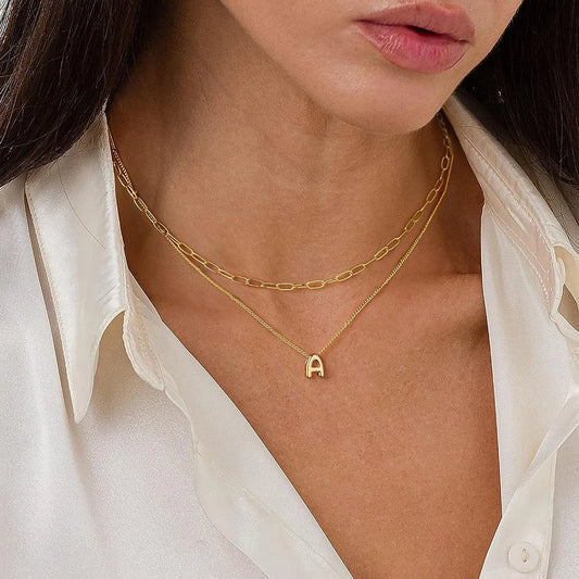 Dainty Mini Bubble Letter Necklace Gold Plated Balloon