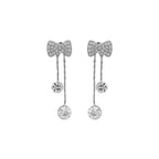 Women Exquisite Rhinestone Bow Dangle Earrings