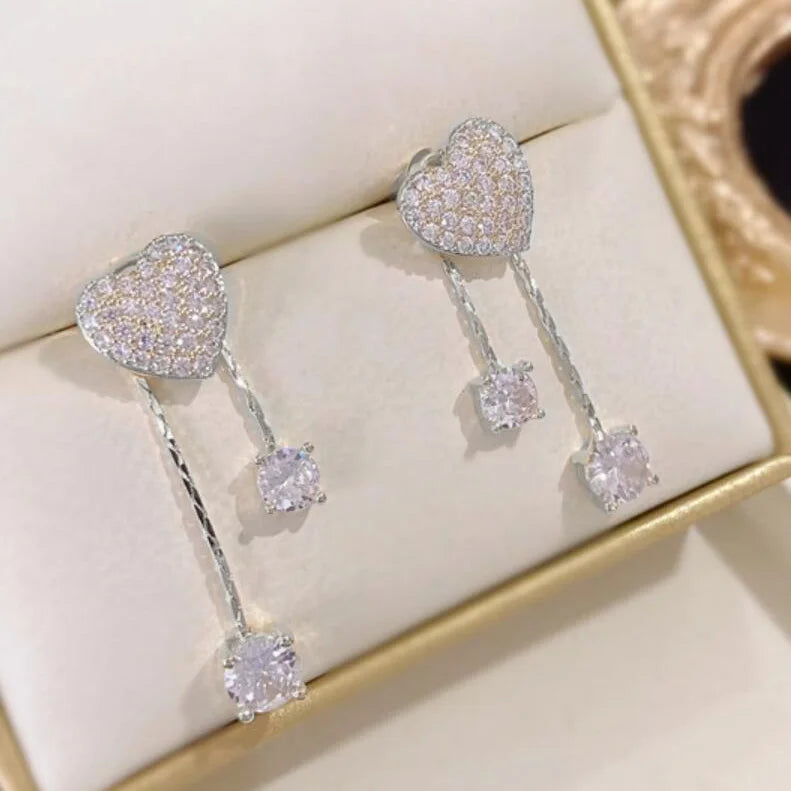 Women Exquisite Rhinestone Bow Dangle Earrings