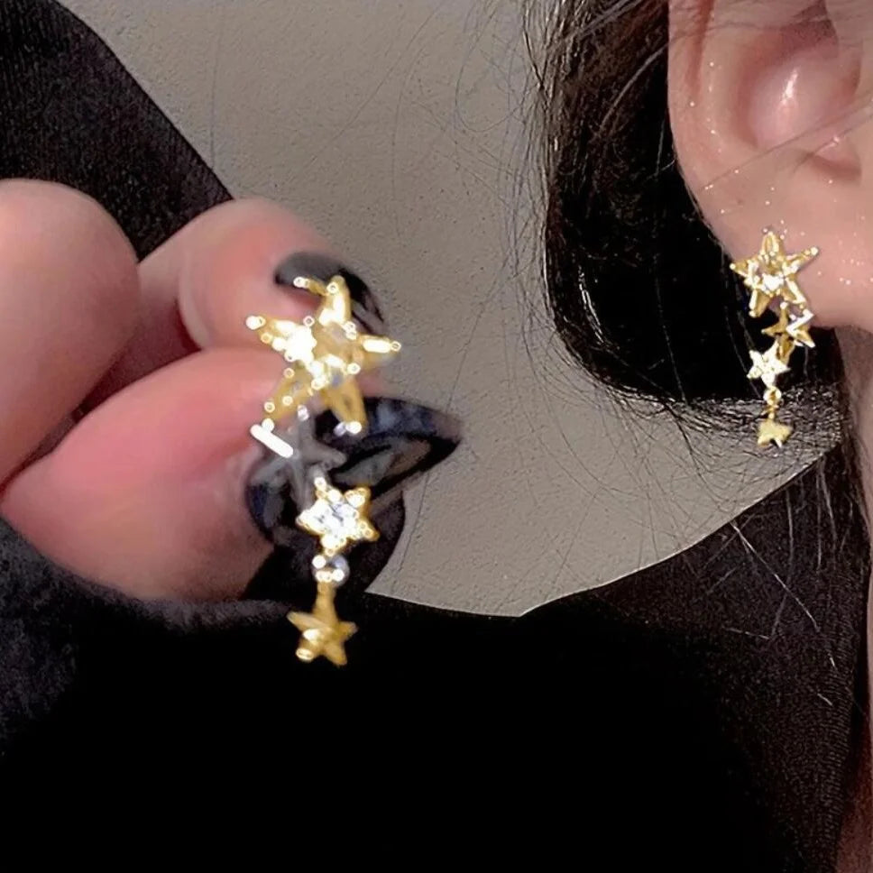 Women Exquisite Rhinestone Bow Dangle Earrings