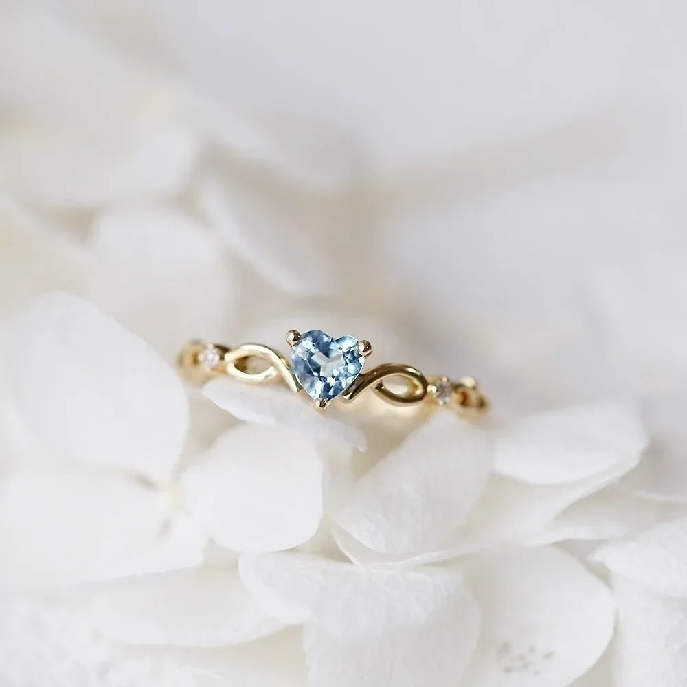 New Love Copper Inlaid Zircon Ring