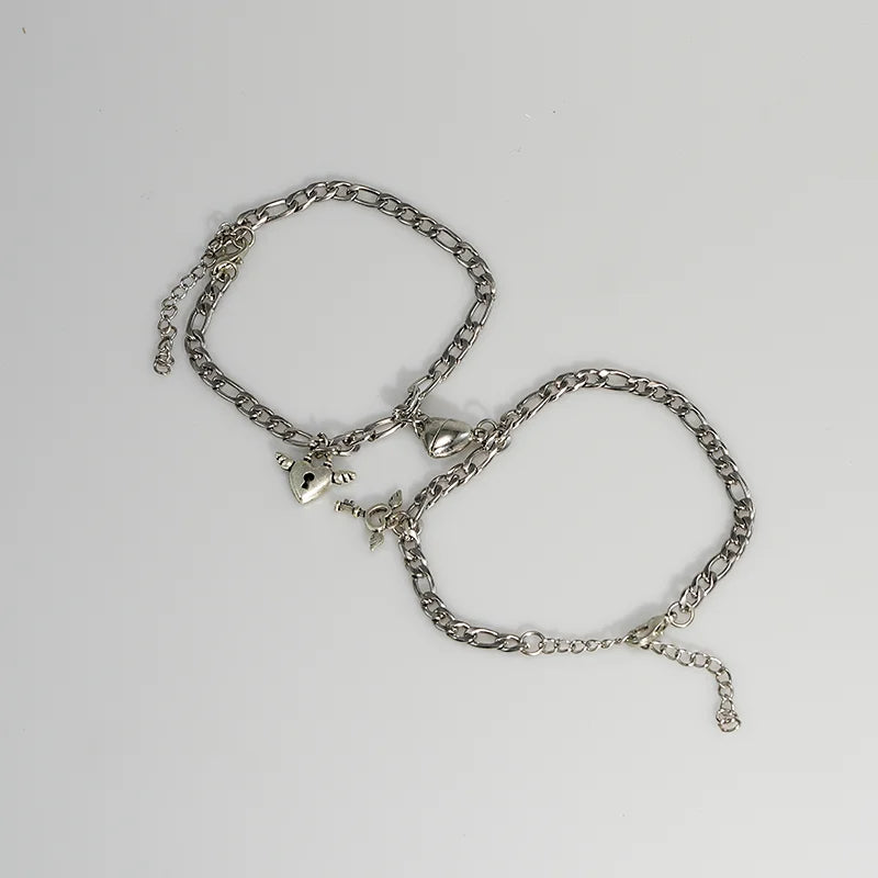 2Pcs/set Magnet Couple Bracelets Heart