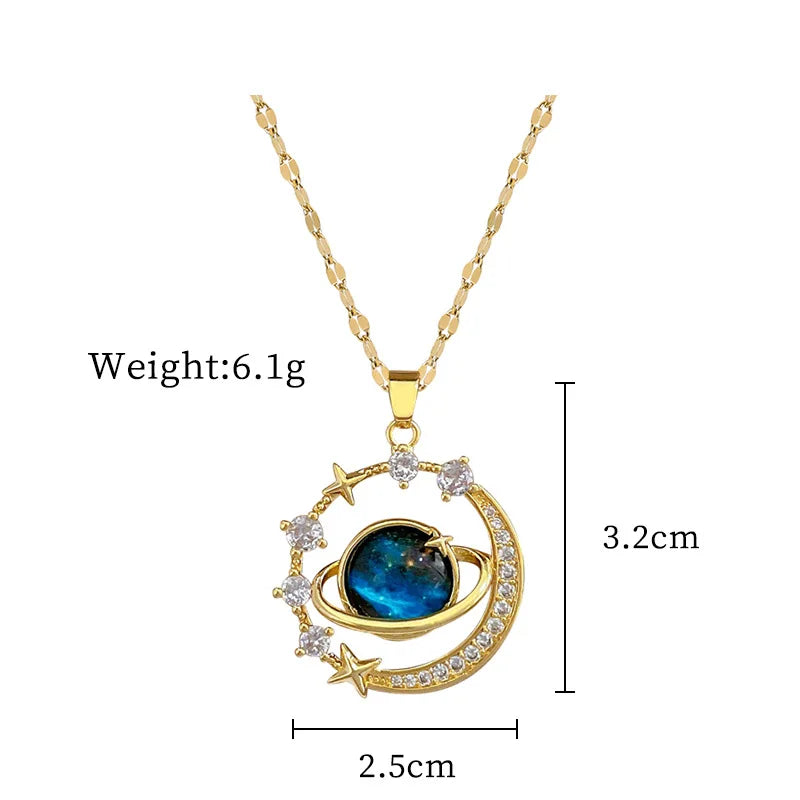 Stainless Steel Sun Pendant Necklace For Women