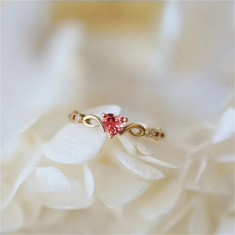 New Love Copper Inlaid Zircon Ring