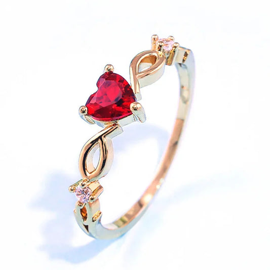 New Love Copper Inlaid Zircon Ring