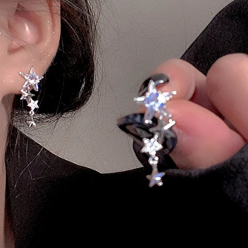 Women Exquisite Rhinestone Bow Dangle Earrings