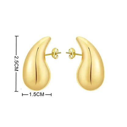 Gold Color Chunky Waterdrop Dupes Drop Earrings for Women