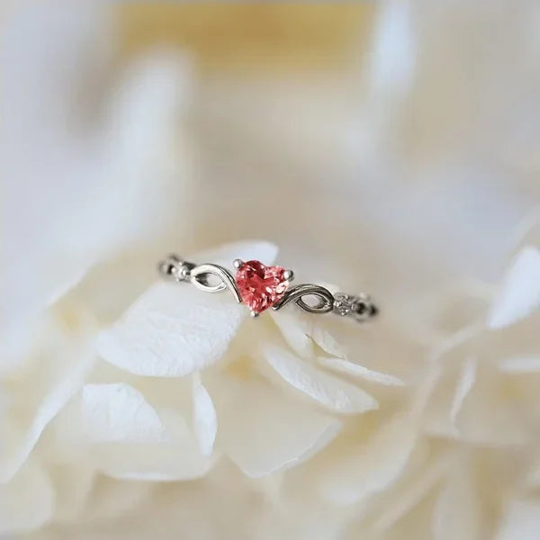 New Love Copper Inlaid Zircon Ring